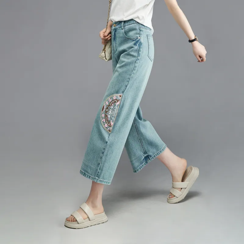 YALIDA Jeans Women's Mint Green Blue-4