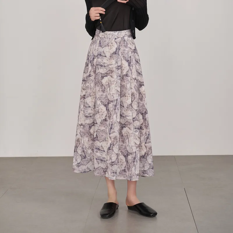 YALIDA Casual Long Skirts Women's Gray-4