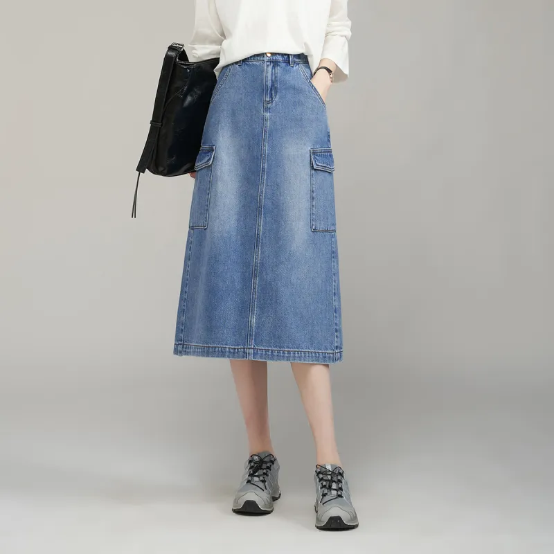 YALIDA Denim Long Skirts Women's-2