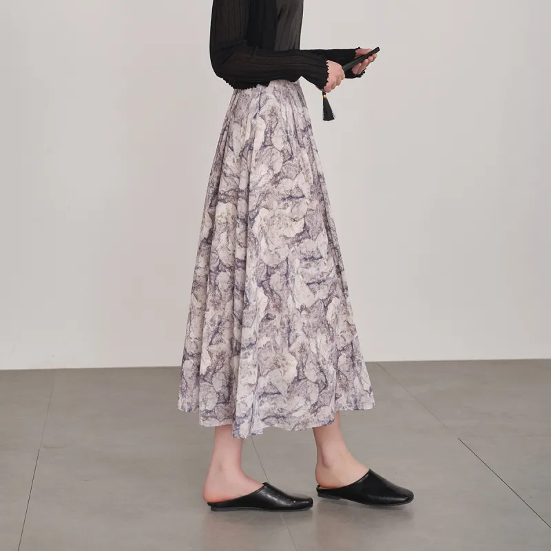 YALIDA Casual Long Skirts Women's Gray-3
