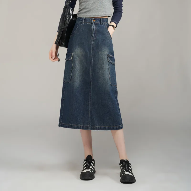 YALIDA Denim Long Skirts Women's-8