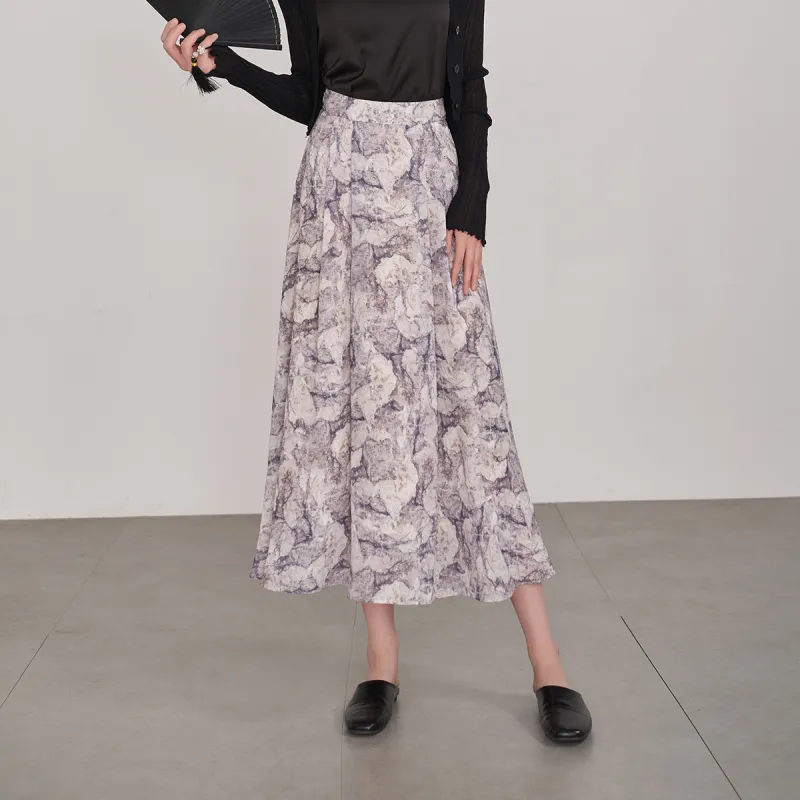 YALIDA Casual Long Skirts Women's Gray-2