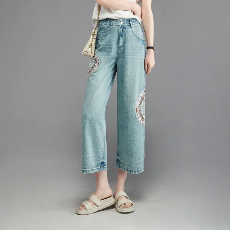 YALIDA Jeans Women's Mint Green Blue-2