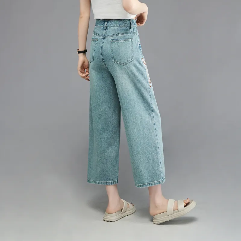 YALIDA Jeans Women's Mint Green Blue-5