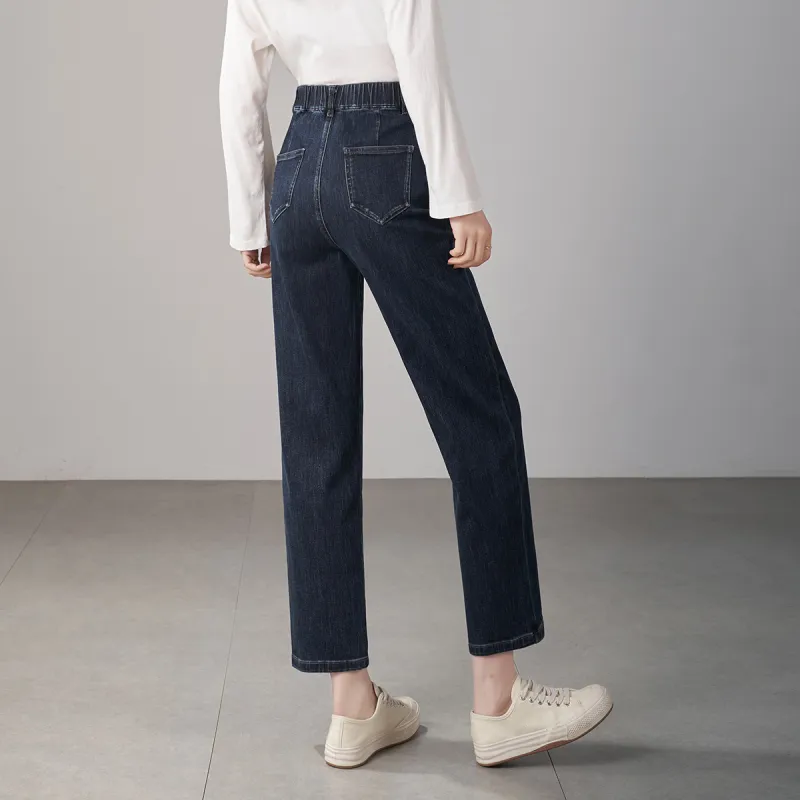 YALIDA Jeans Women's Dark Gray Blue-5
