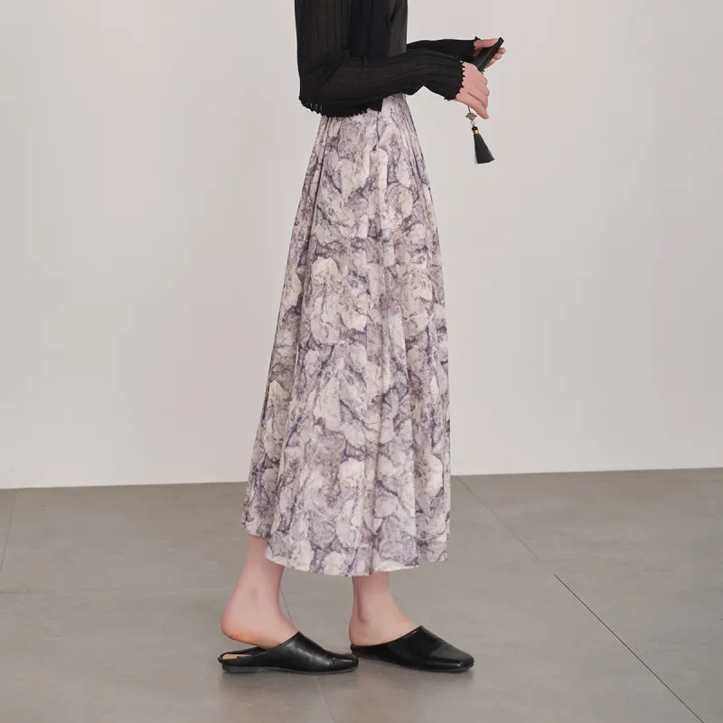 YALIDA Casual Long Skirts Women's Gray-5