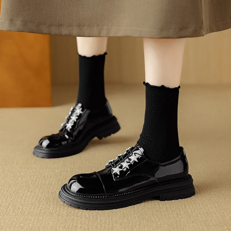 Su Yanjiao Casual Single Shoes 3.5CM Women's Black-1