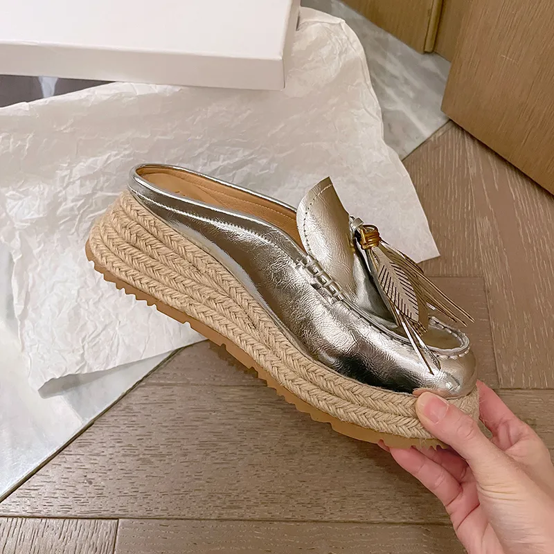 Su Yanjiao EVA Stitching Metal Fringe Closed Toe Slippers Women's-10