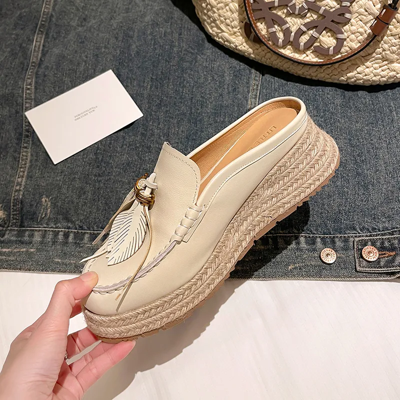 Su Yanjiao EVA Stitching Metal Fringe Closed Toe Slippers Women's-4