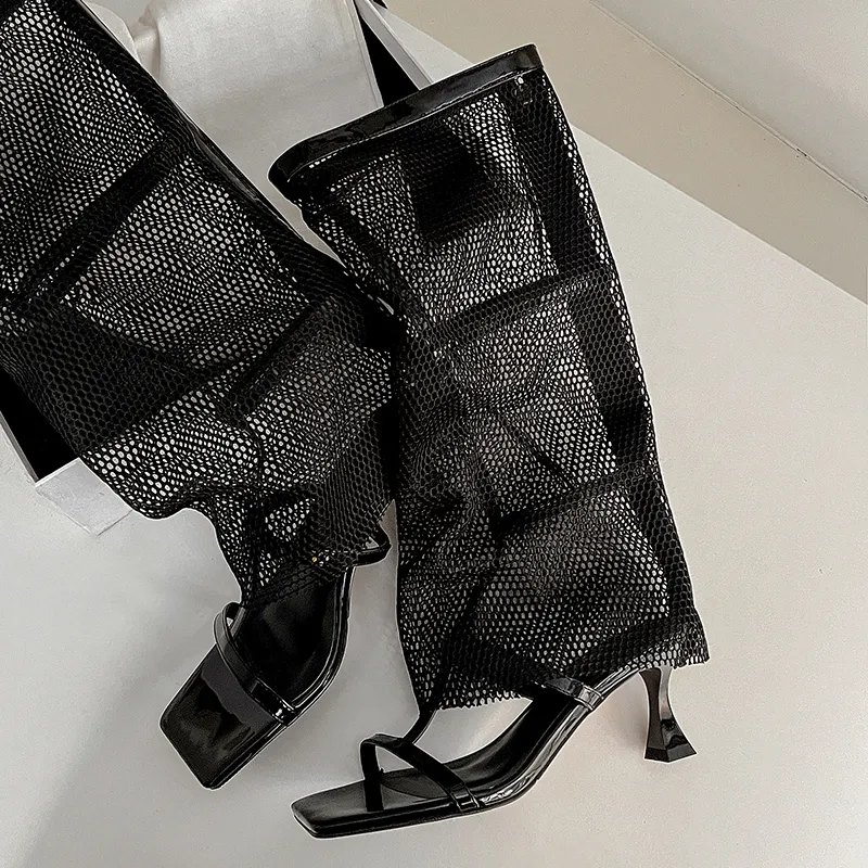 Su Yanjiao Web Boots Knee high Boots 6.5CM Women's-4