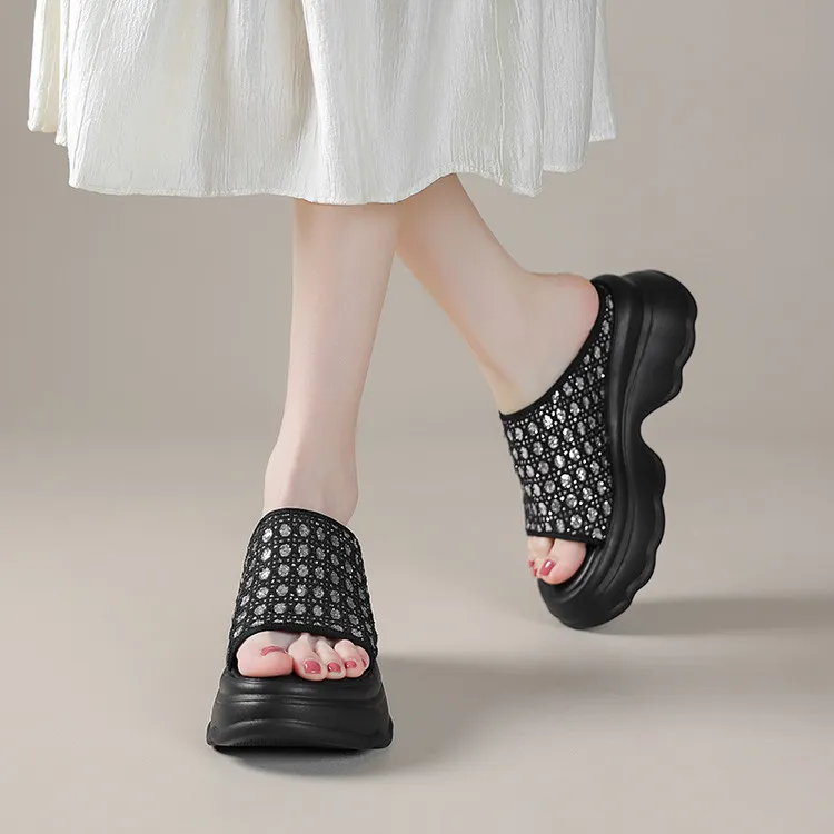 Su Yanjiao Rubber Foam Outsole Quiet Slip Resistant Cushioning Slide Slippers Women's-3