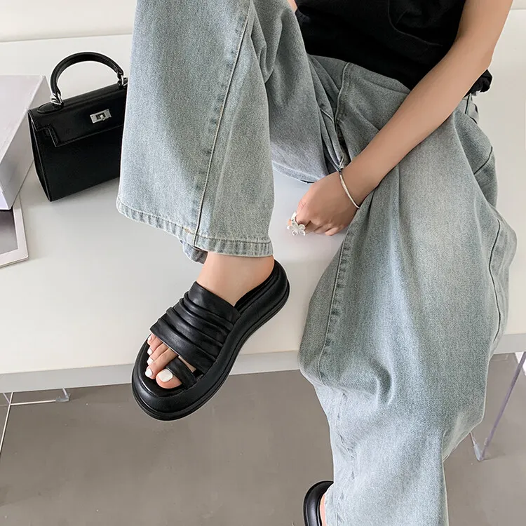 Su Yanjiao Rubber Foam Outsole Quiet Slip Resistant Cushioning Slide Slippers Women's-2