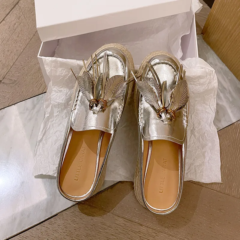 Su Yanjiao EVA Stitching Metal Fringe Closed Toe Slippers Women's-11