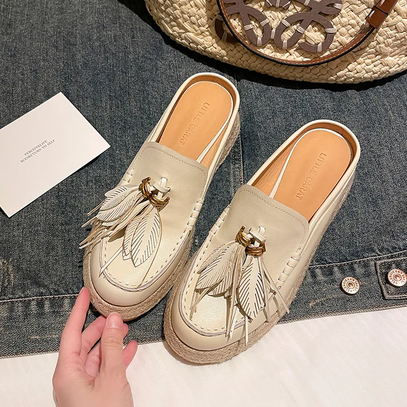Su Yanjiao EVA Stitching Metal Fringe Closed Toe Slippers Women's-3