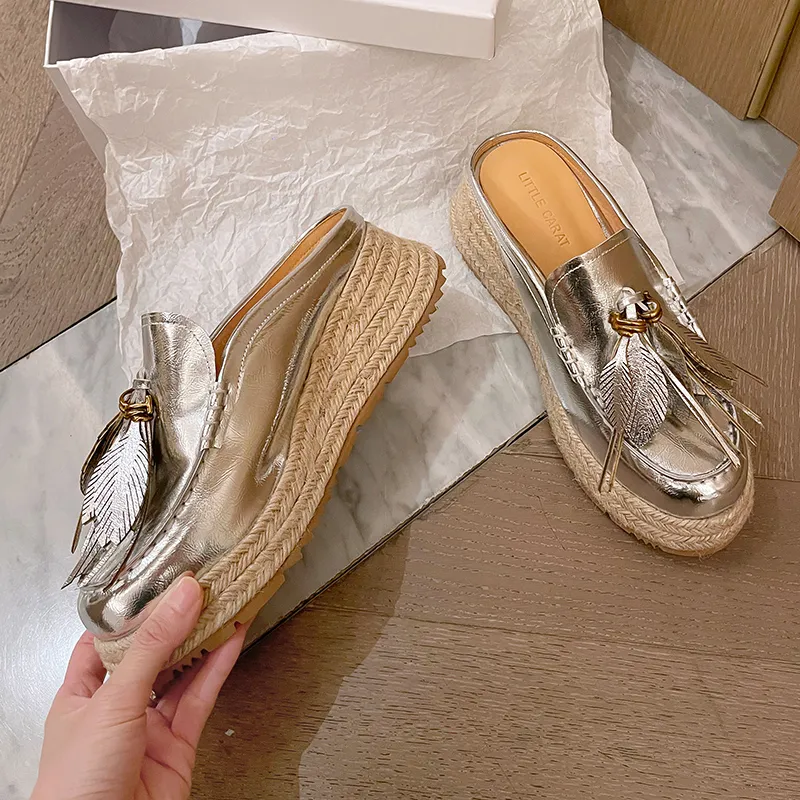 Su Yanjiao EVA Stitching Metal Fringe Closed Toe Slippers Women's-9