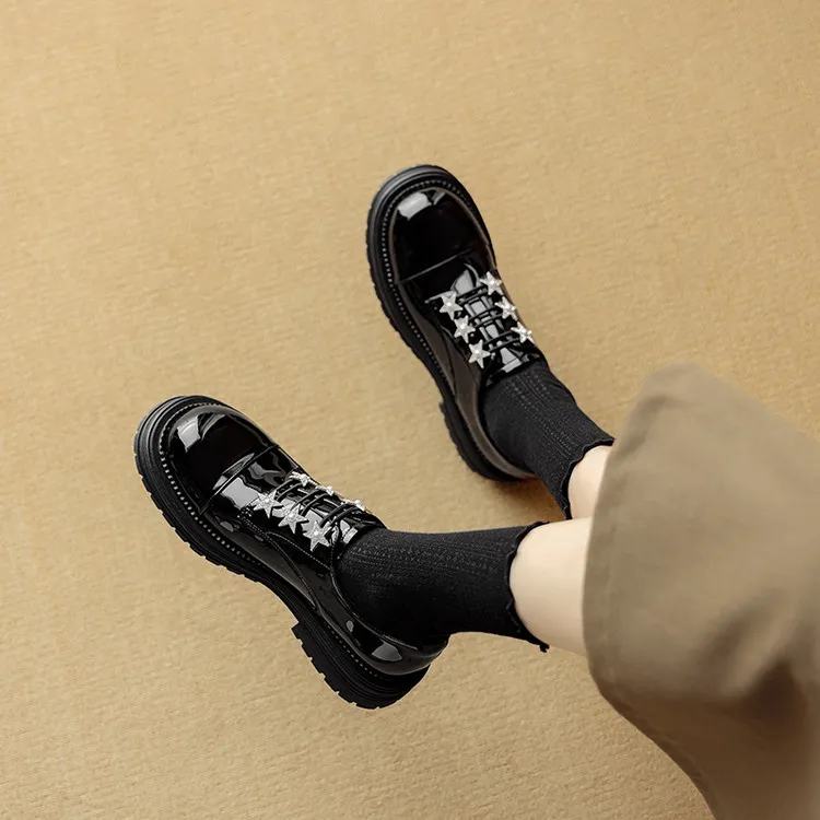 Su Yanjiao Casual Single Shoes 3.5CM Women's Black-4