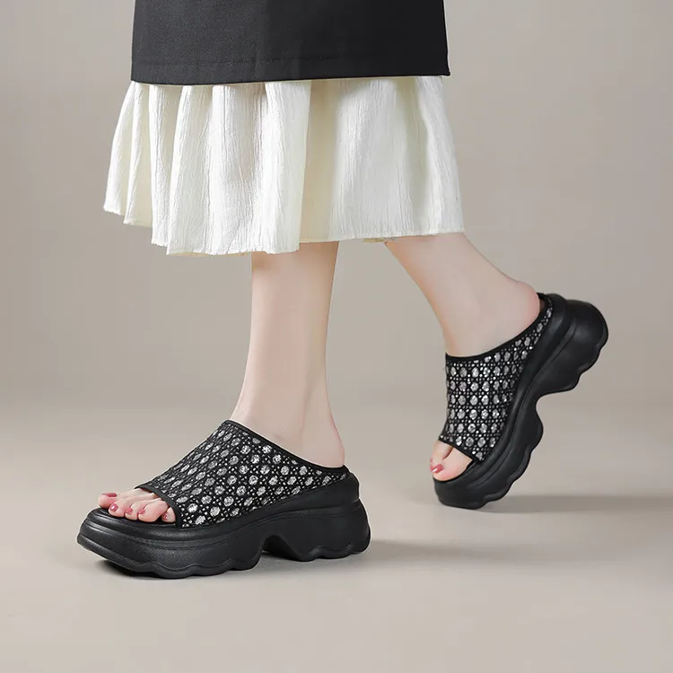 Su Yanjiao Rubber Foam Outsole Quiet Slip Resistant Cushioning Slide Slippers Women's-2