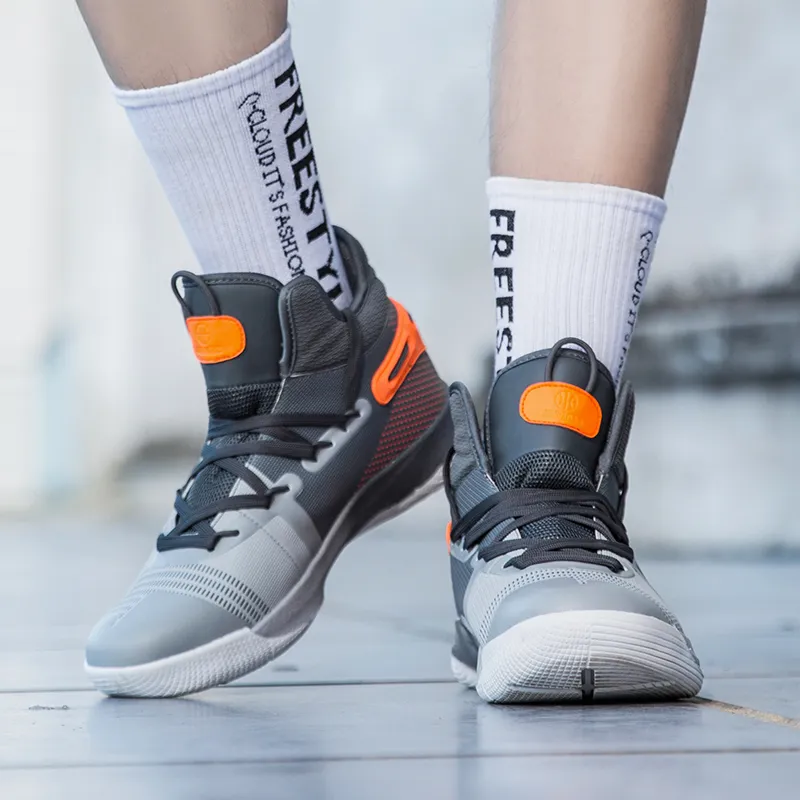 DD&OO Wear-Resistant Breathable Height Increasing High-Top Basketball Shoes Unisex White Gold-7