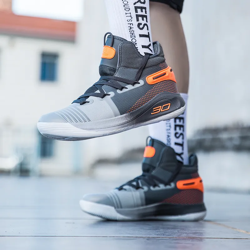DD&OO Wear-Resistant Breathable Height Increasing High-Top Basketball Shoes Unisex White Gold-6