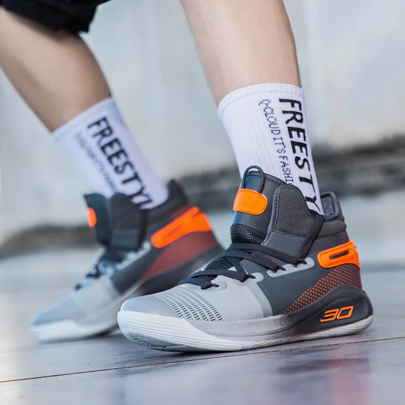 DD&OO Wear-Resistant Breathable Height Increasing High-Top Basketball Shoes Unisex White Gold-8