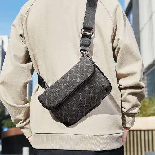 FAIRWHALE Synthetic Leather Sling Bag, Envelope Bag, Shoulder Bag, Crossbody Bag Large Size Men's Black