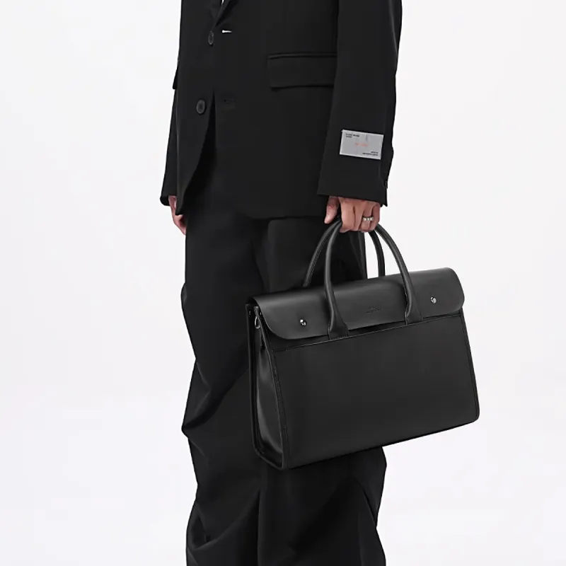 FAIRWHALE Synthetic Leather Briefcase Commute Single Shoulder Bag Regular Men's Black-3
