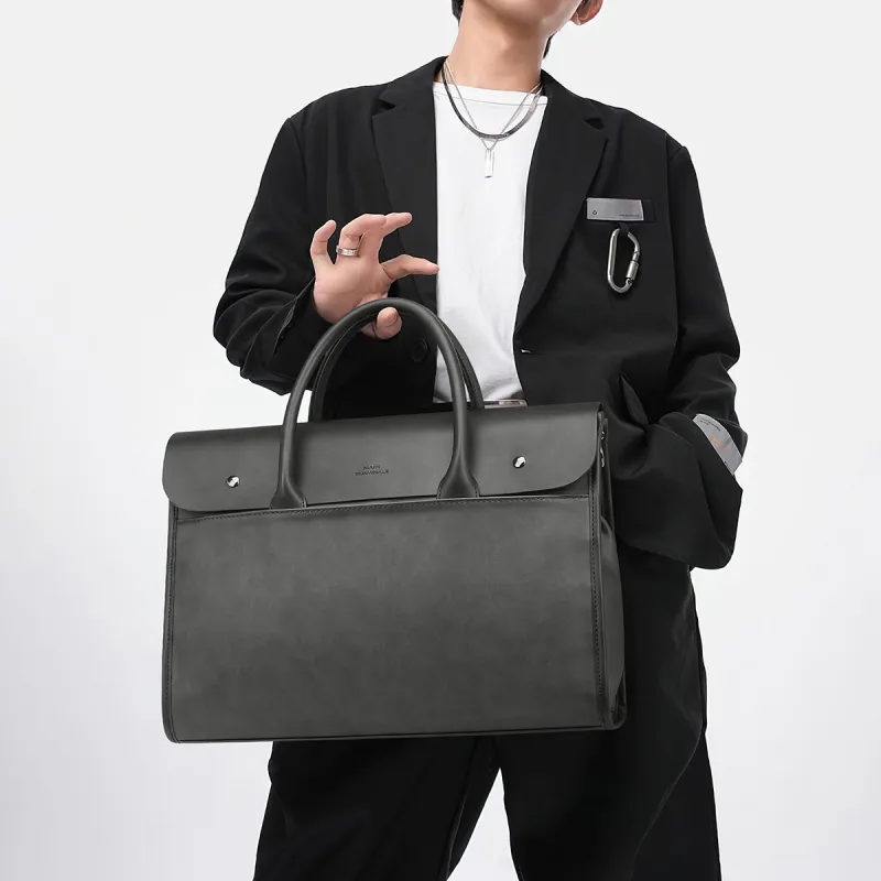 FAIRWHALE Synthetic Leather Briefcase Commute Single Shoulder Bag Regular Men's Black-8