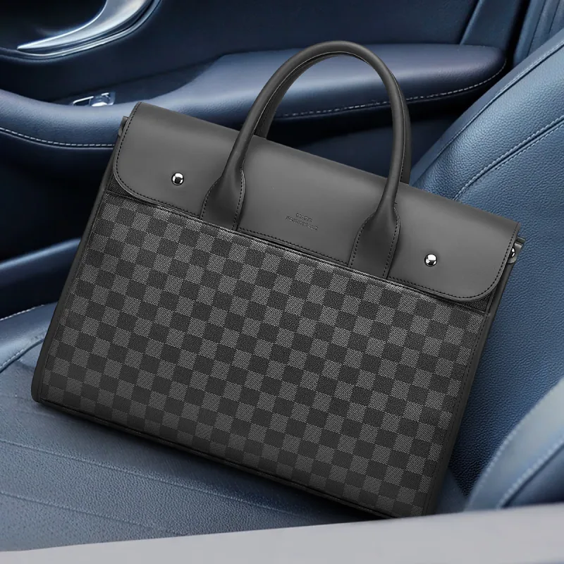 FAIRWHALE Synthetic Leather Briefcase Commute Single Shoulder Bag Regular Men's Black-14