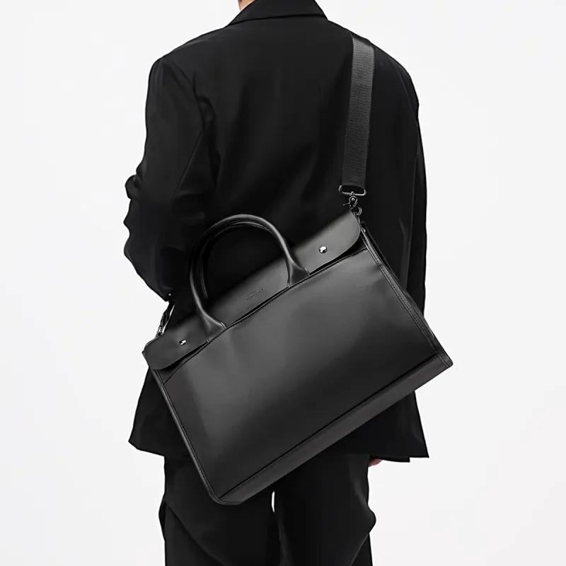 FAIRWHALE Synthetic Leather Briefcase Commute Single Shoulder Bag Regular Men's Black-4
