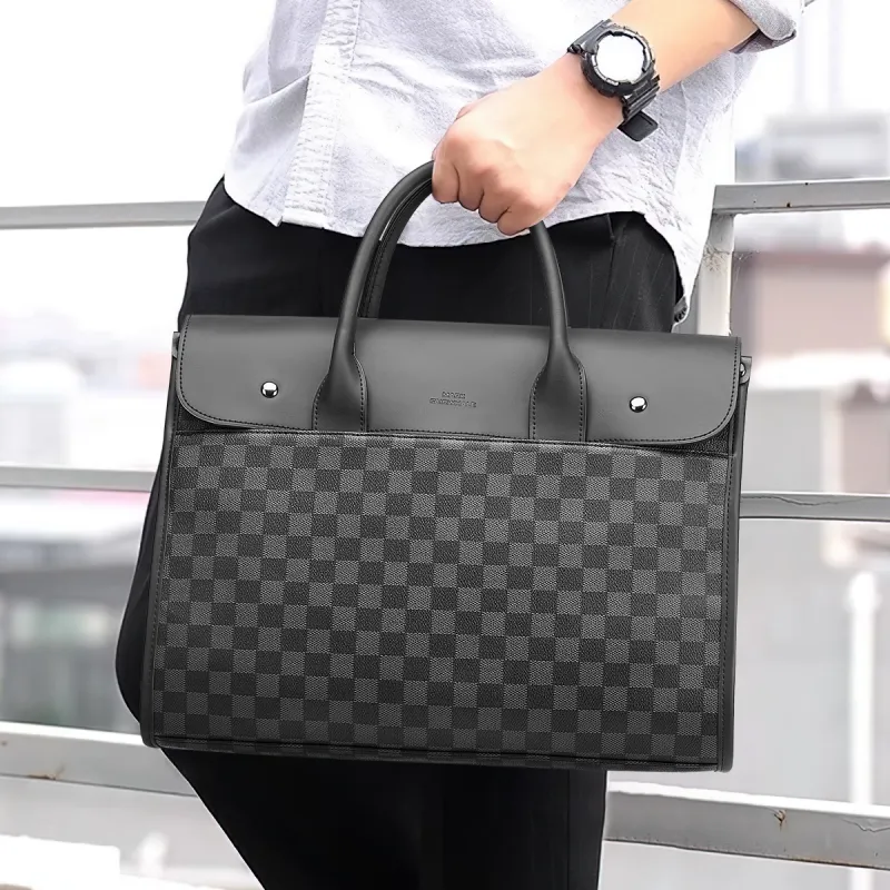 FAIRWHALE Synthetic Leather Briefcase Commute Single Shoulder Bag Regular Men's Black-13