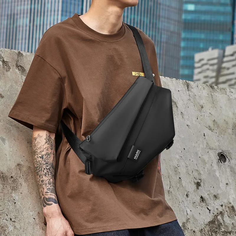 FAIRWHALE PU Sling Bag, Crossbody Bag, Messenger Bag Tubas Unisex Black-4