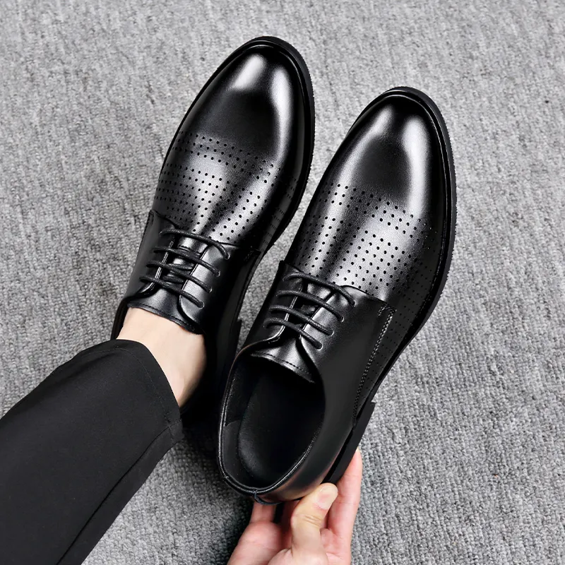 Romon Dress Shoes Men Low Top Black-6