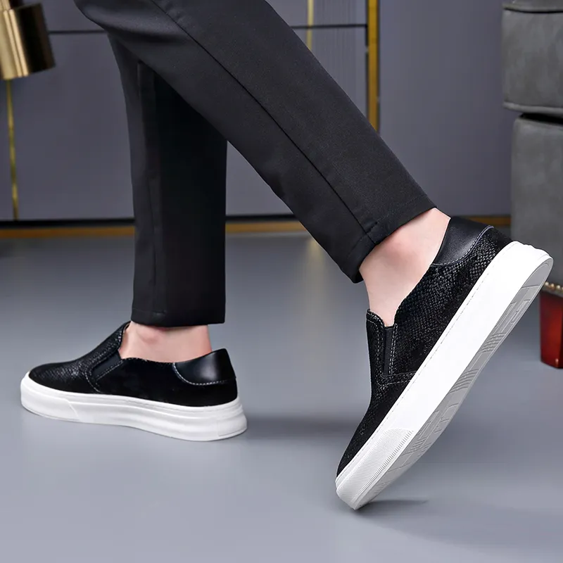 Romon Casual Shoes Men Low Top Black-5