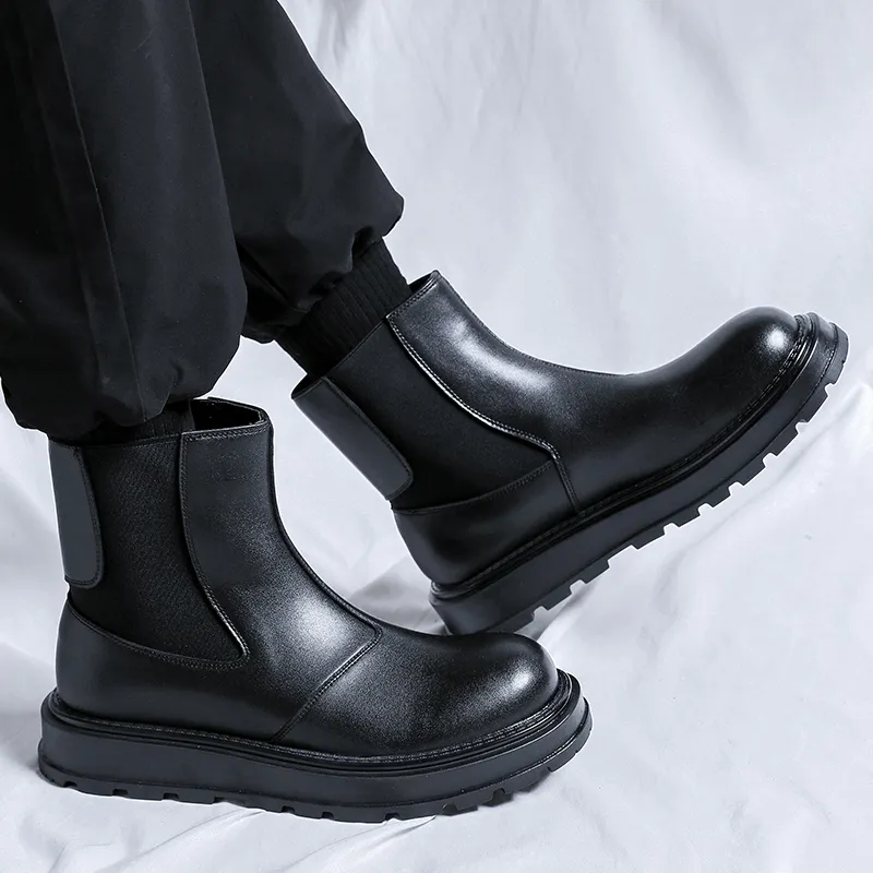 Romon Short Chelsea Boots Men's Black-4