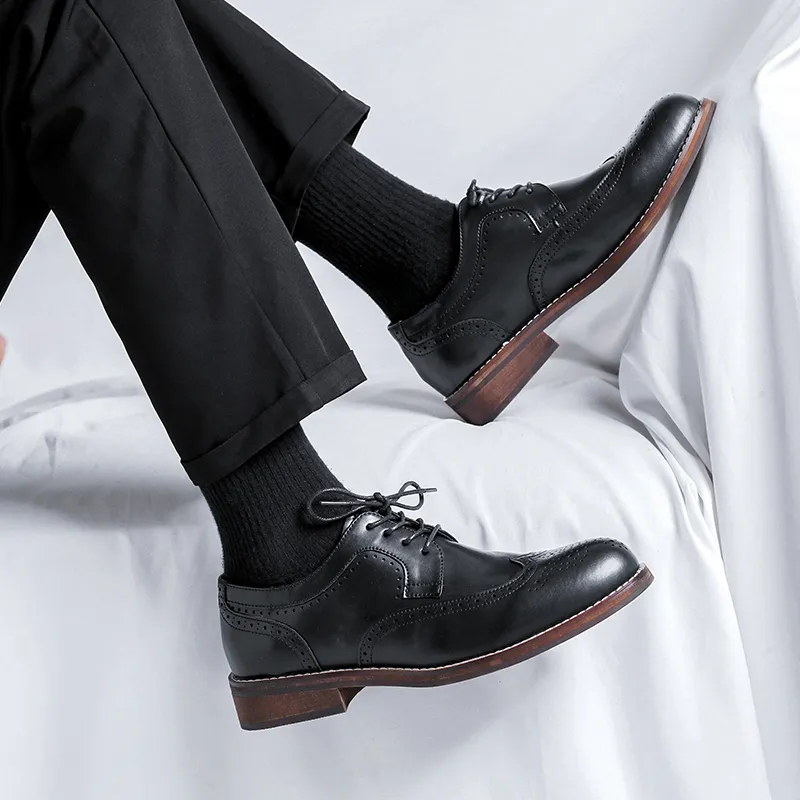 Romon Dress Shoes Men Low Top Black-9