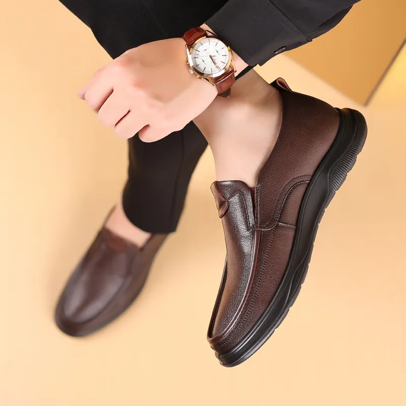 Romon Men's Casual Shoes Men Low Top Black, Brown-6