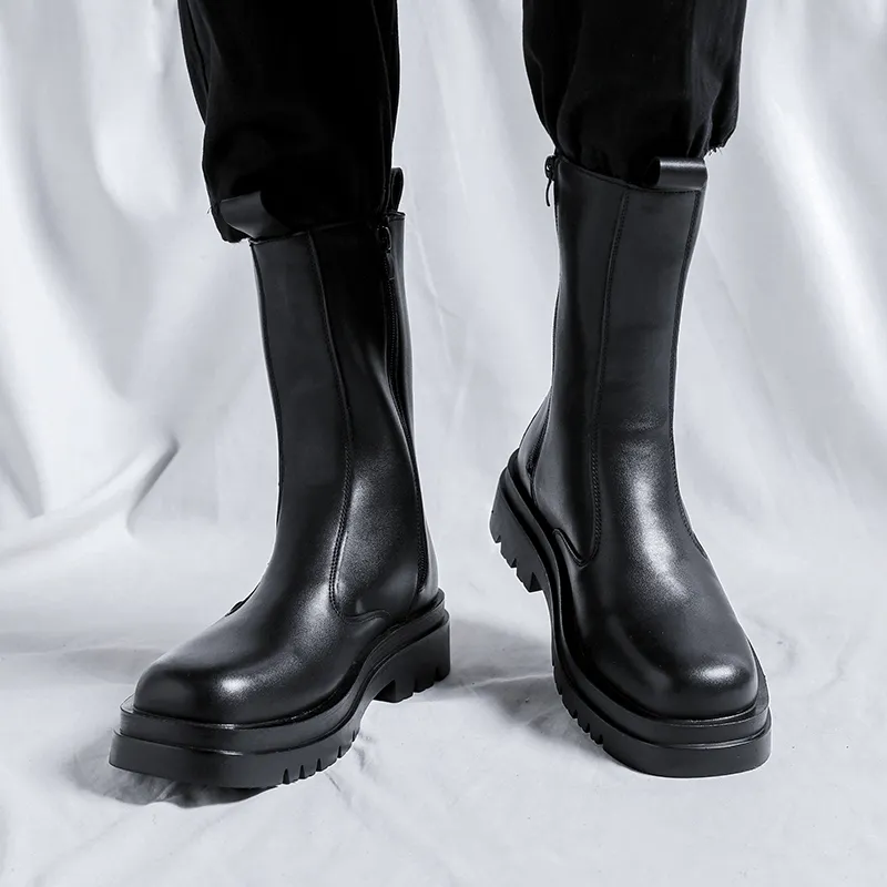 Romon Crew Chelsea Boots Men's Black-1