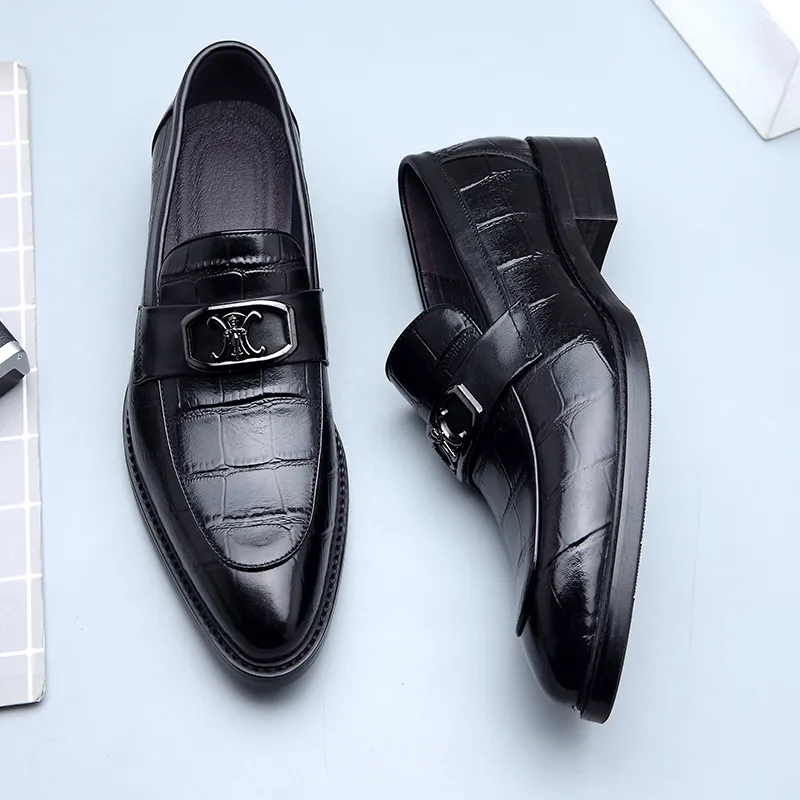Romon Dress Shoes Men Low Top Black/Brown-5