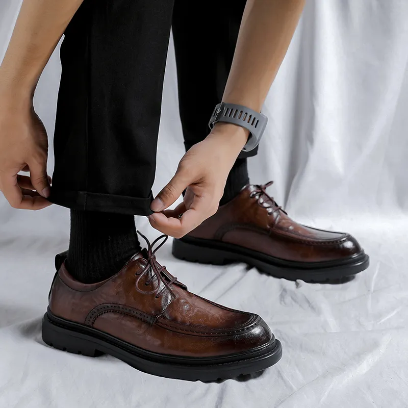Romon Dress Shoes Men Low Top Black, Brown-10