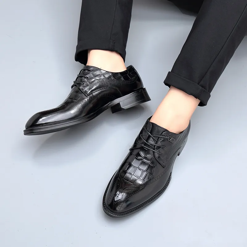 Romon Dress Shoes Men Low Top Black/Brown-2