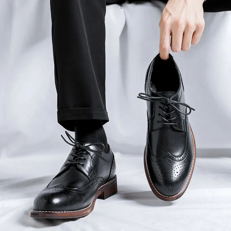 Romon Dress Shoes Men Low Top Black-7