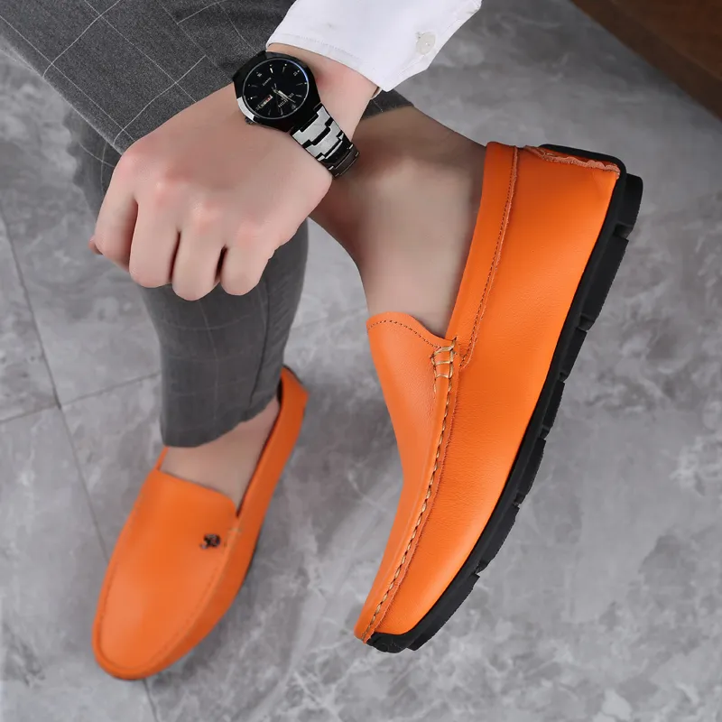 Romon Men's Casual Shoes Men Low Top Black/White/Orange-11
