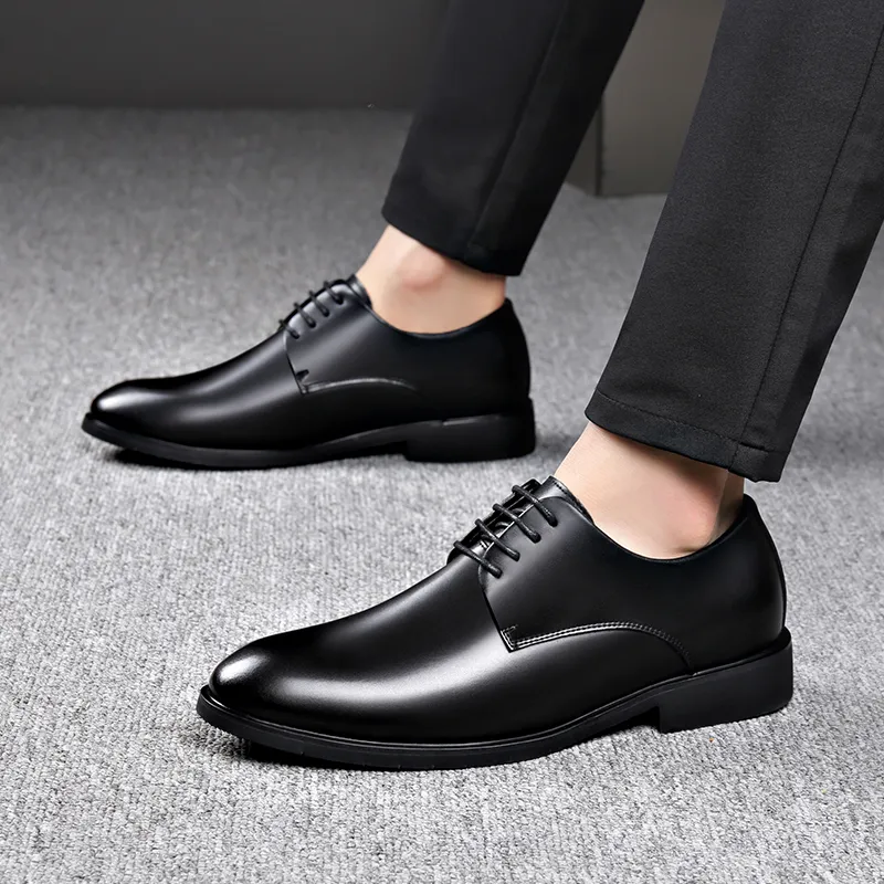 Romon Dress Shoes Men Low Top Black-4