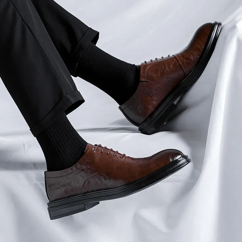 Romon Dress Shoes Men Low Top Black, Brown-9