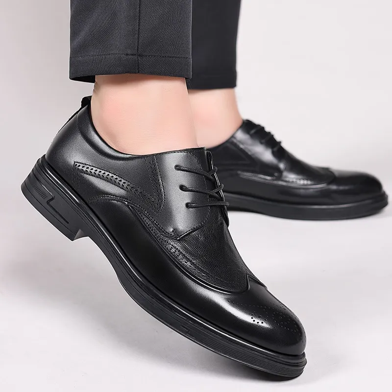 Romon Dress Shoes Men Low Top Black, Brown-3