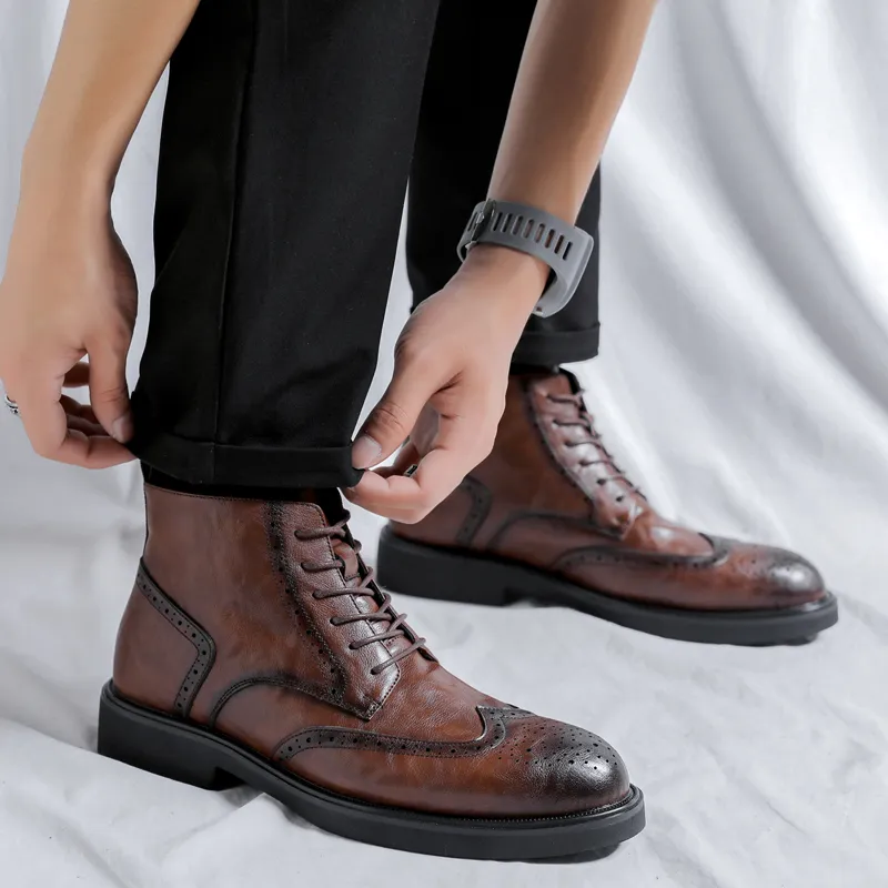 Romon Ankle Boots Men Black/Brown-7