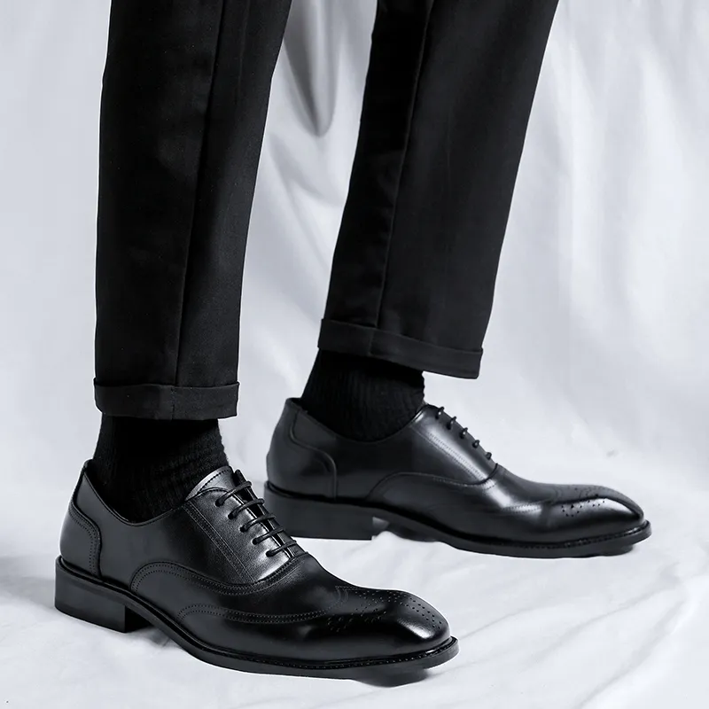 Romon Dress Shoes Men Low Top Black/Brown-7