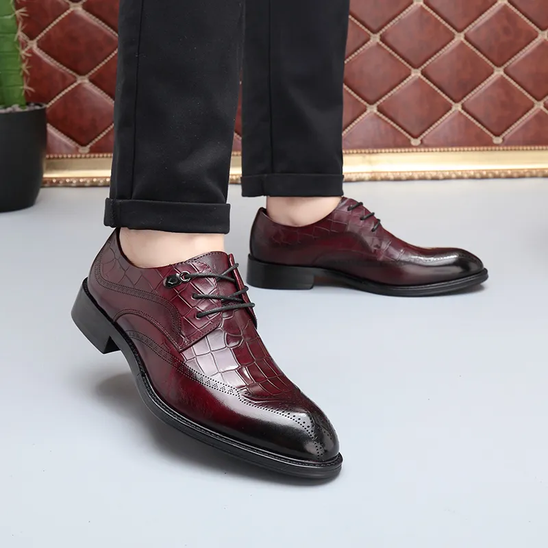 Romon Dress Shoes Men Low Top Black/Brown-5
