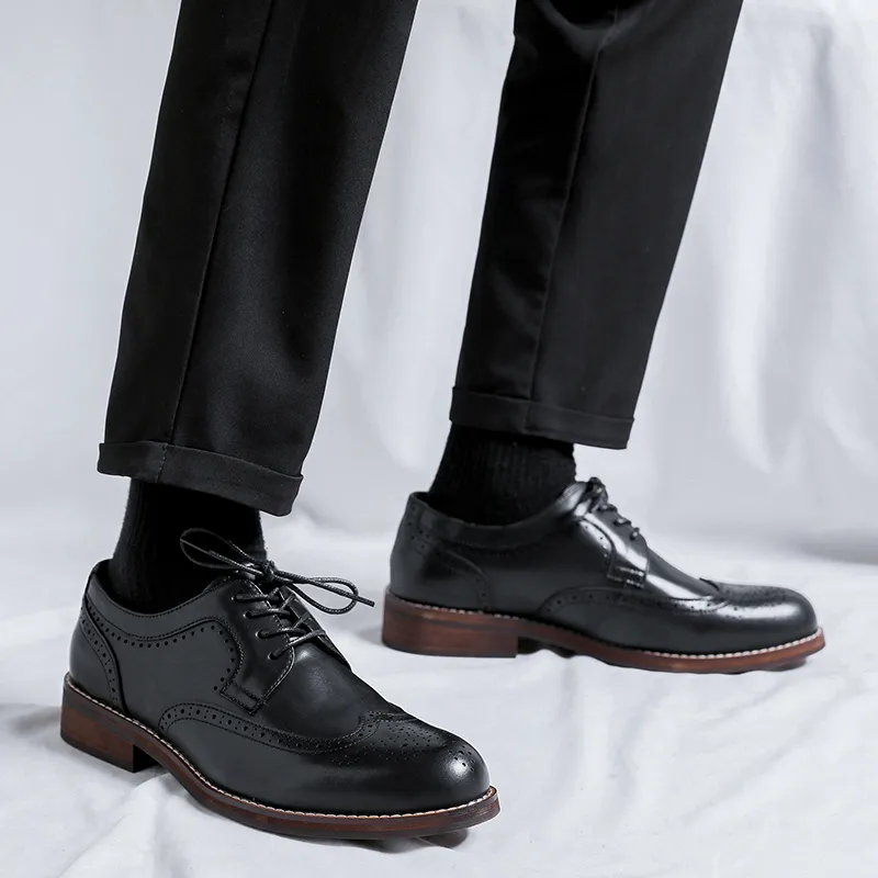 Romon Dress Shoes Men Low Top Black-8