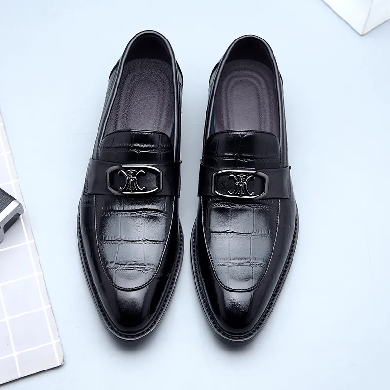 Romon Dress Shoes Men Low Top Black/Brown-4